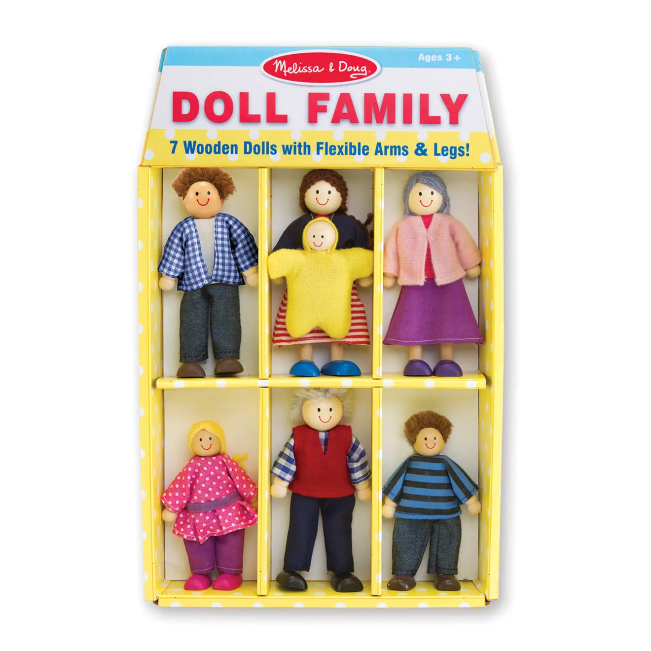 Melissa & Doug houten poppenfamilie 7 poppetjes beweegbaar