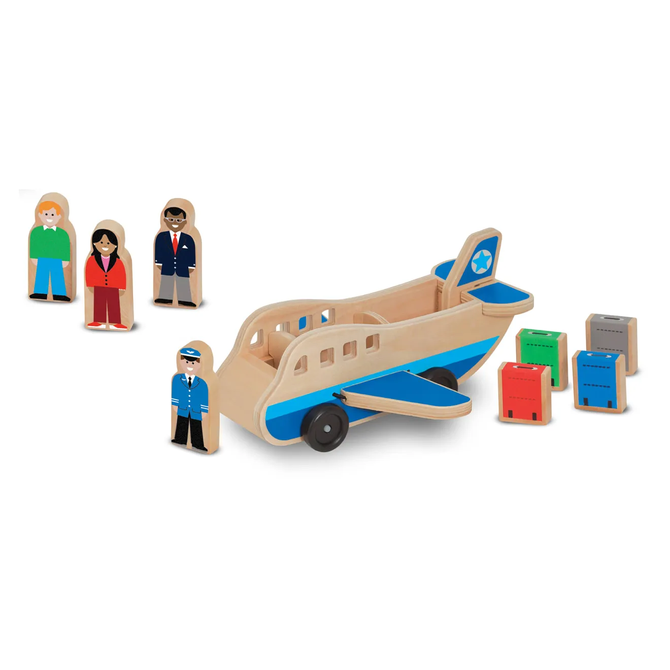 Melissa & Doug Wooden Airplane houten vliegtuig met figuren