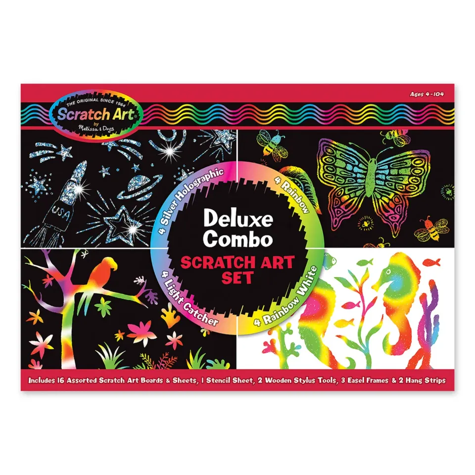Melissa & Doug Deluxe Combo Scratch Art krasset 16-delig