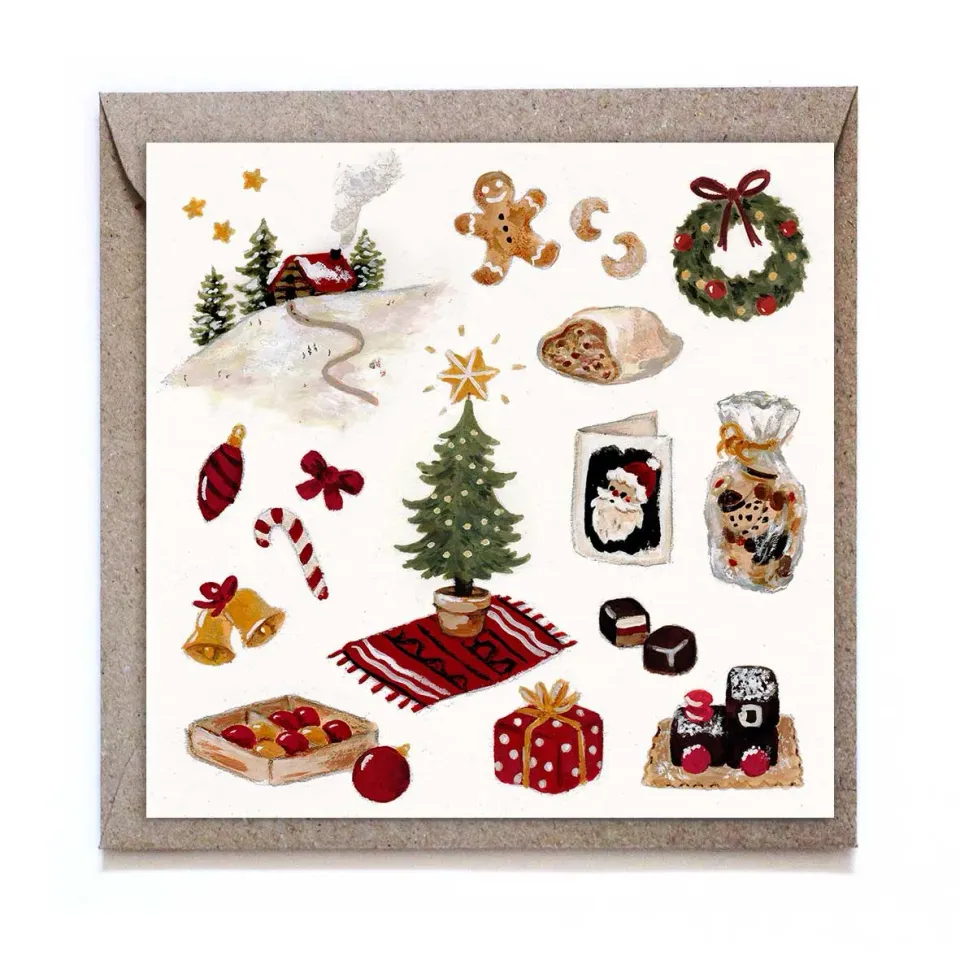 Ginger Fairy Merry Christmas kerstkaart 12x12 cm