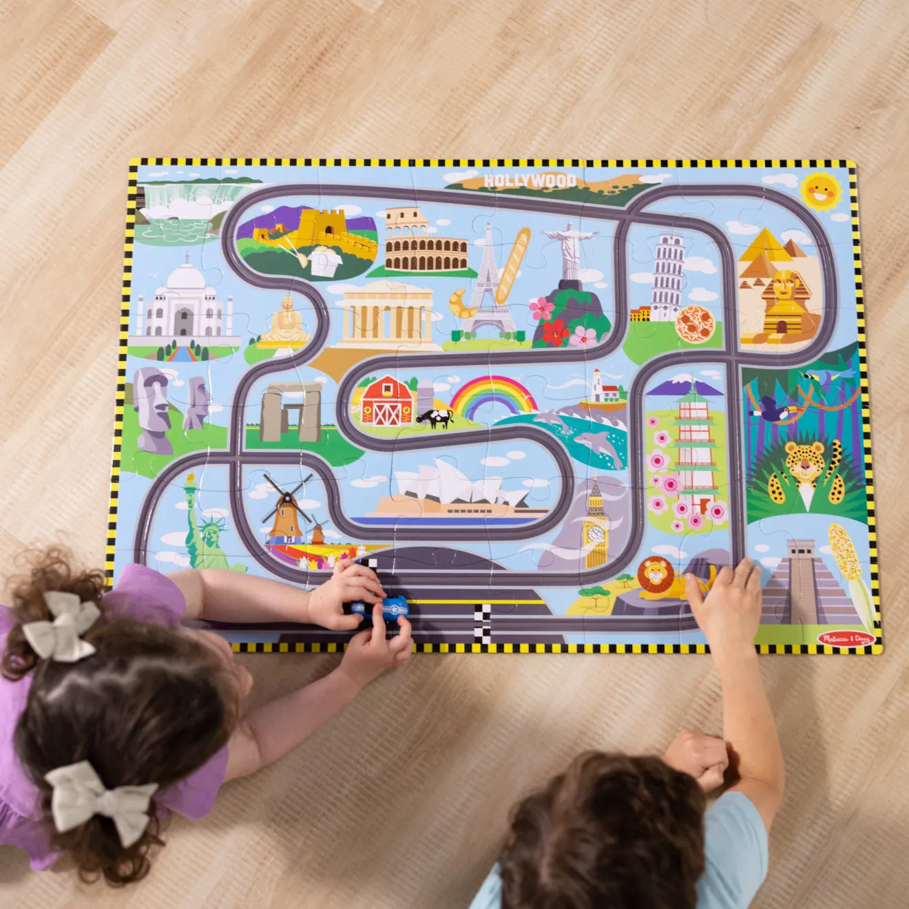 Melissa & Doug Race Around the World vloerpuzzel 48 stukjes