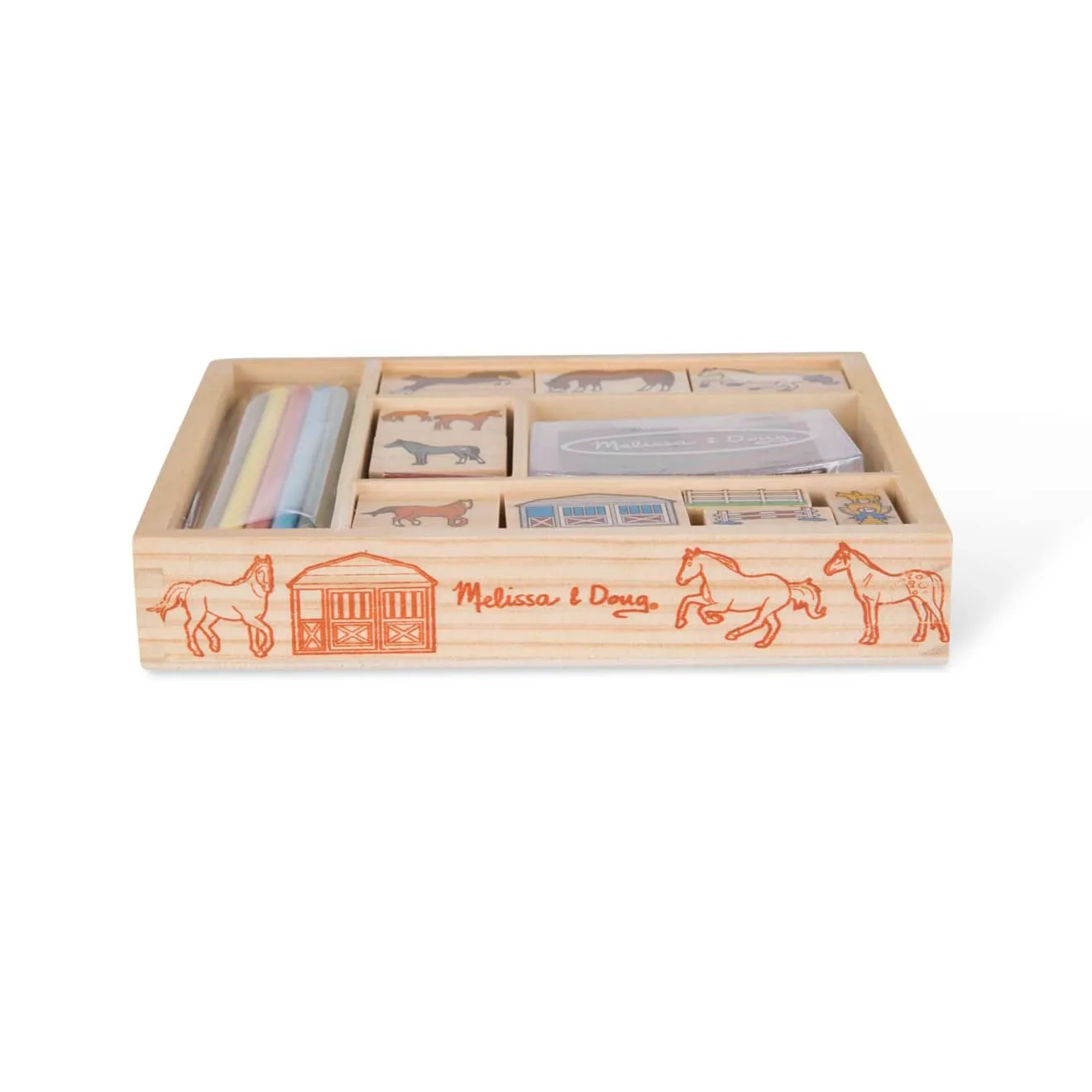 Melissa & Doug Houten Stempelset Paarden met inktpad
