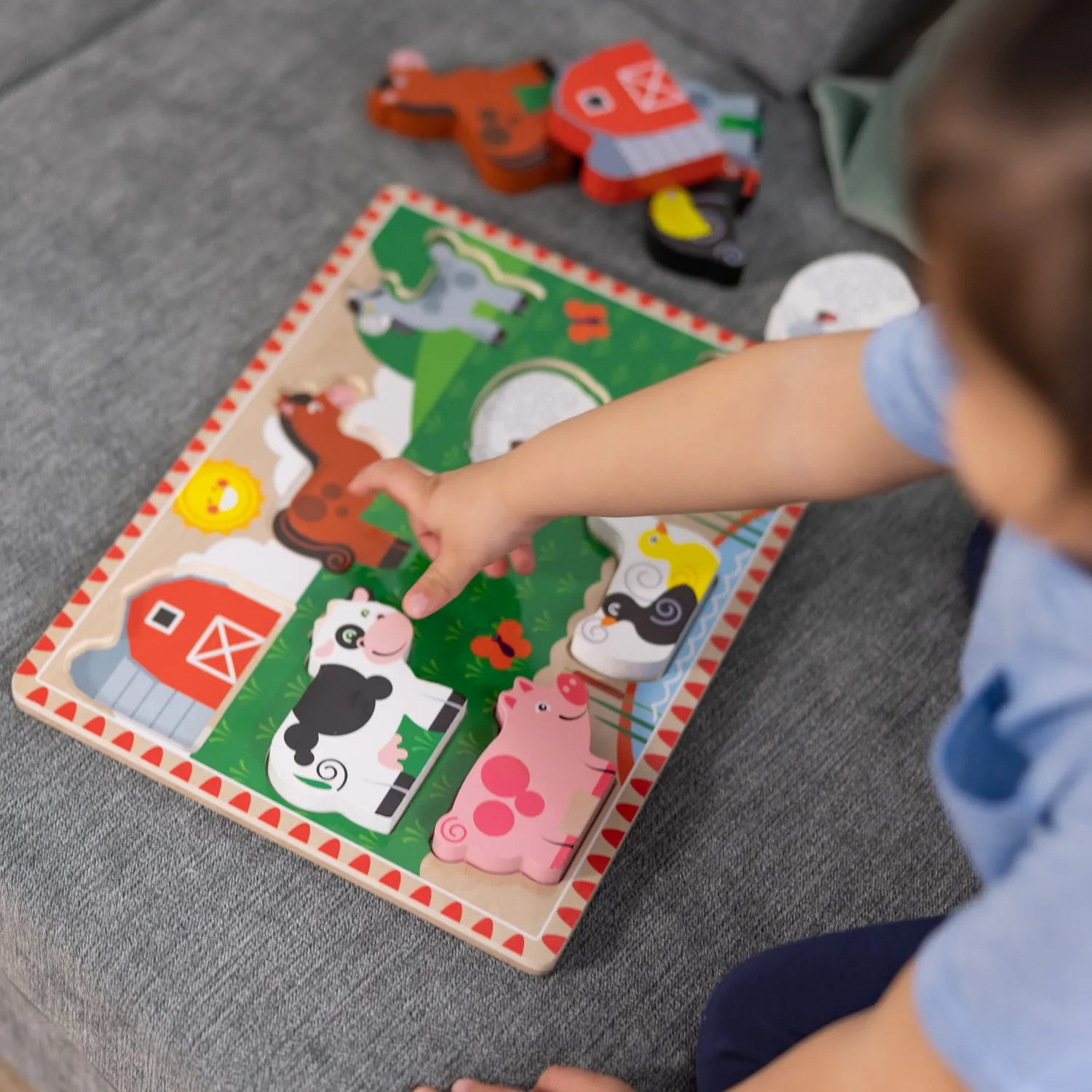Melissa & Doug Farm Animals Chunky Puzzle houten puzzel 8 stukjes