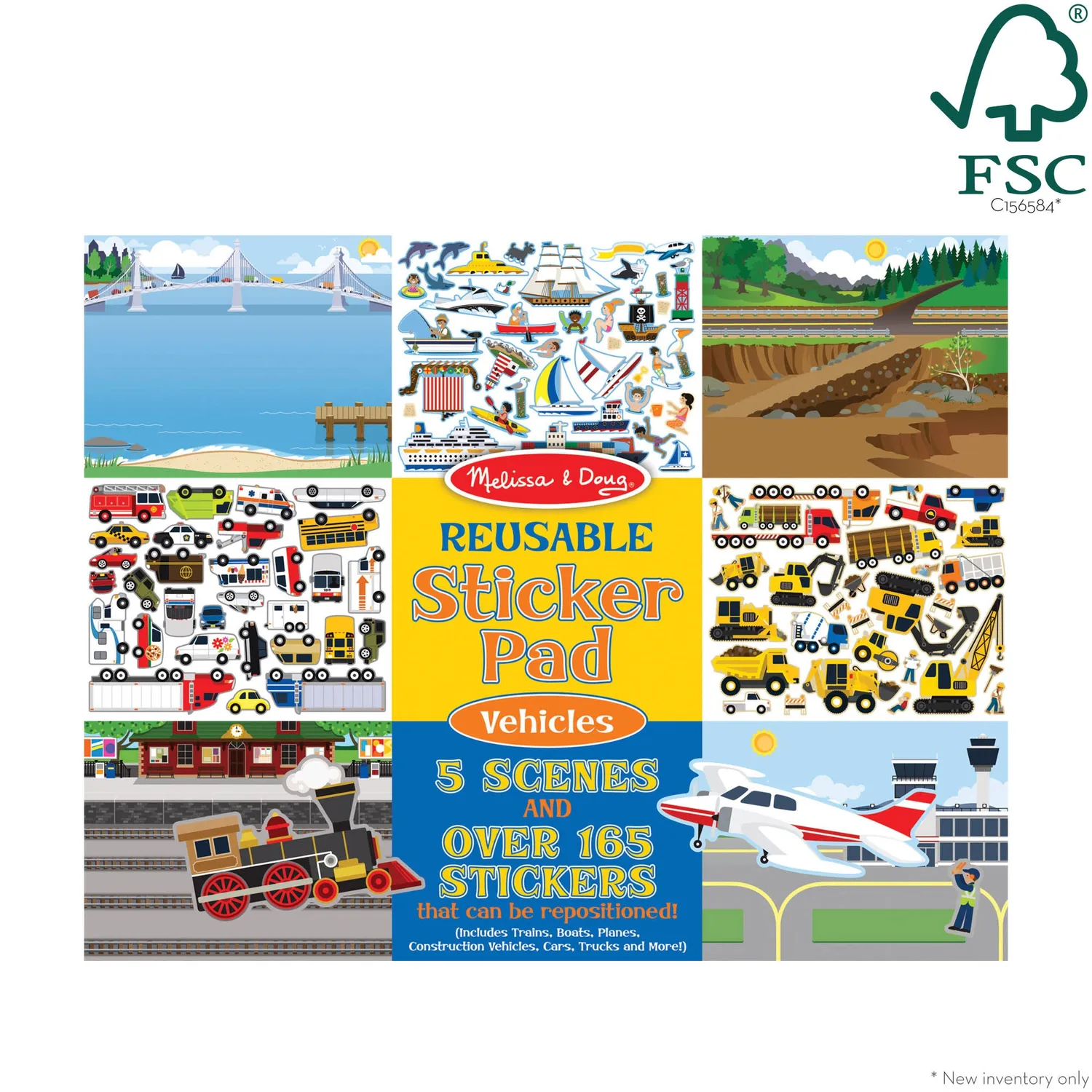 Melissa & Doug Reusable Sticker Pad Vehicles stickerboek voertuigen