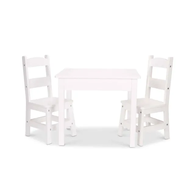 Melissa & Doug Wooden Table kindertafel wit met 2 stoelen