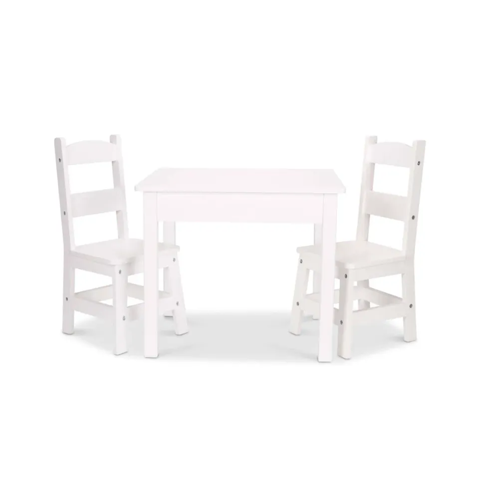 Melissa & Doug Wooden Table kindertafel wit met 2 stoelen