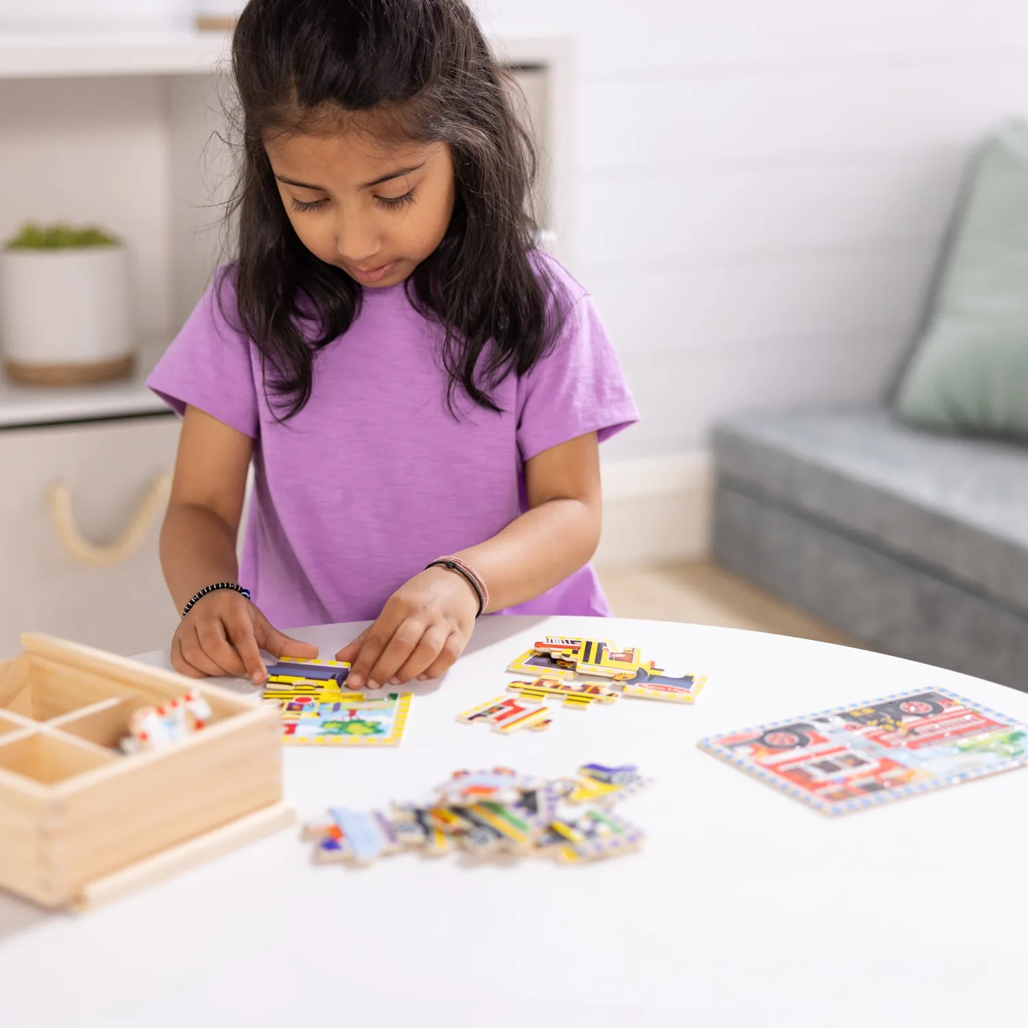 Melissa & Doug Vehicles Houten Puzzelset 4 x 12 stukjes