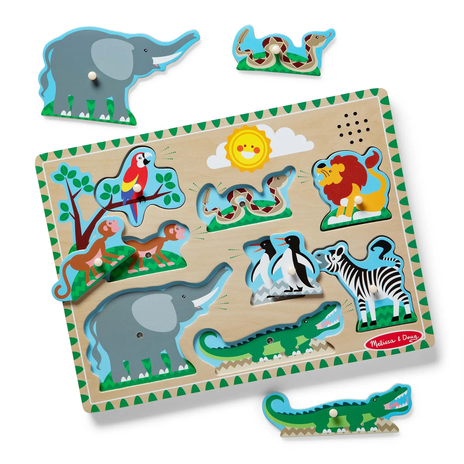 Melissa & Doug Zoo geluidspuzzel 8 stukjes dierengeluid