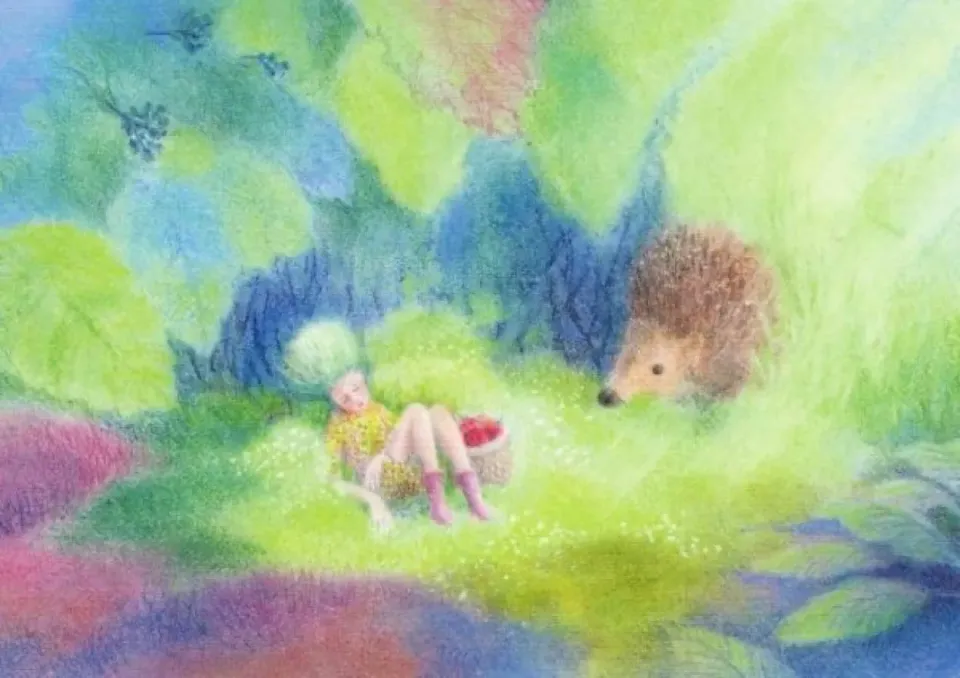 Ginger Fairy Monika Speck Elfje en egel kaart 15 cm