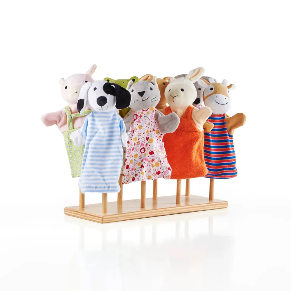 Guidecraft Puppet Stand poppenrek hout 8 poppen