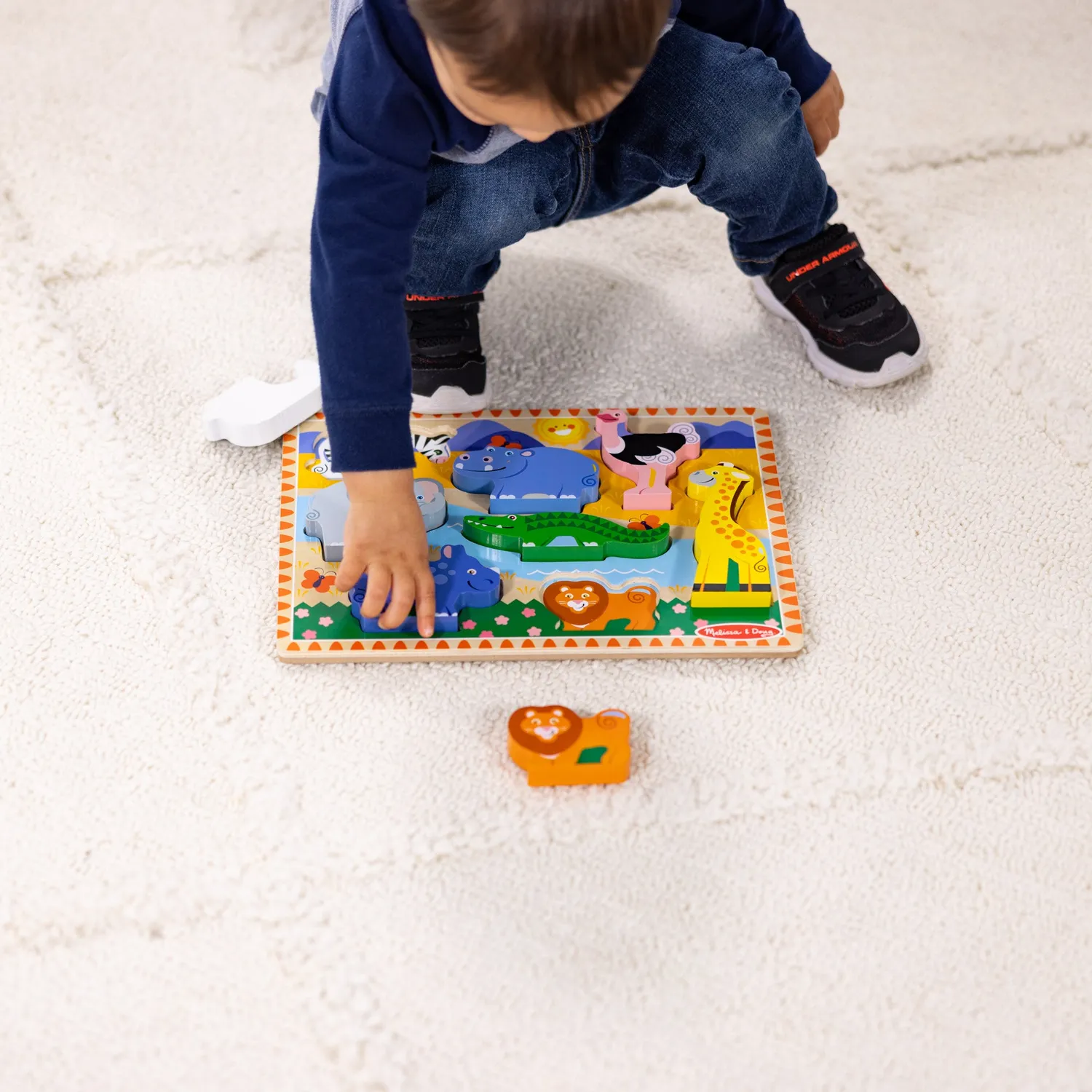 Melissa & Doug Safari chunky puzzel 8 stukjes hout dieren