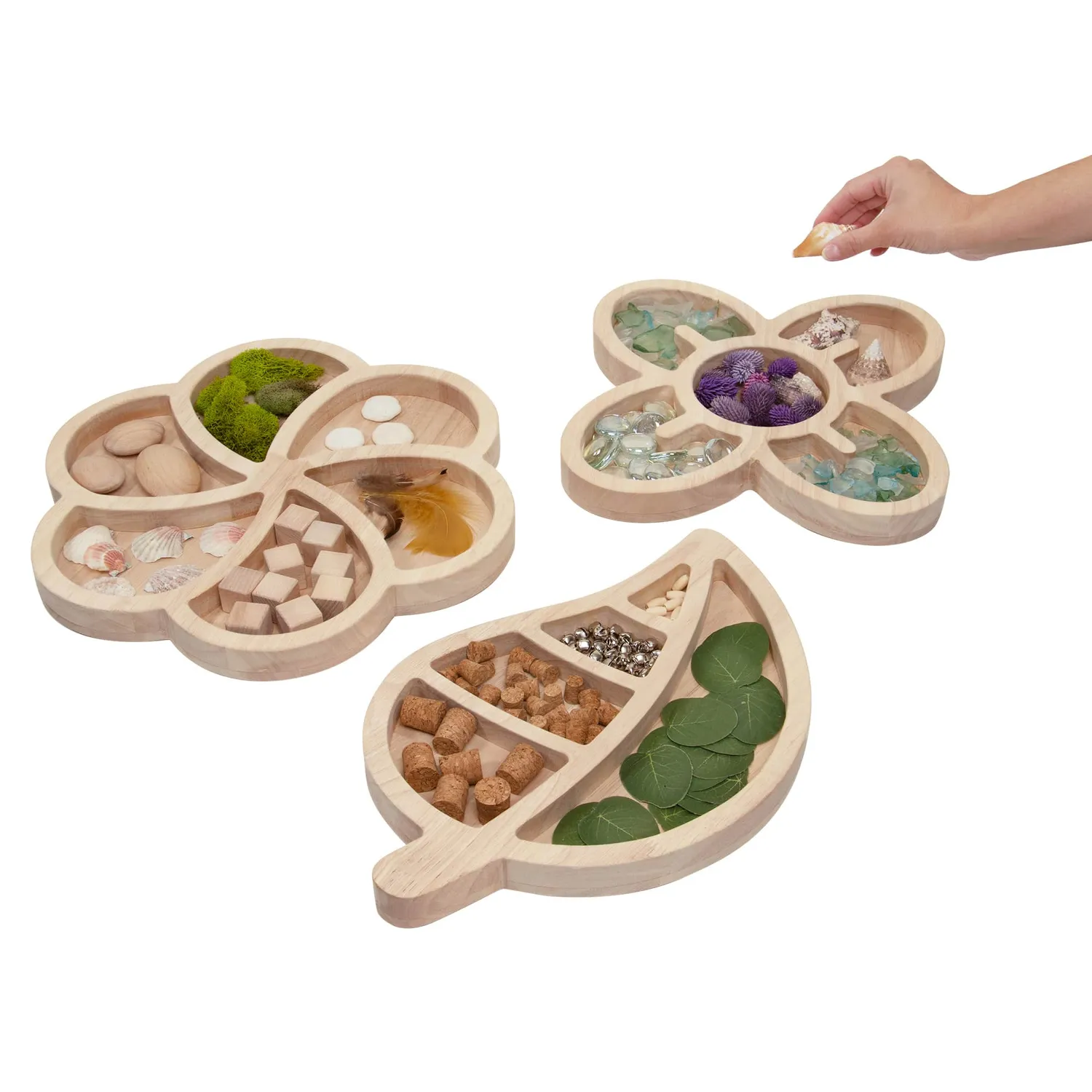 Guidecraft Loose Parts sorteerbakjes hout 3 stuks organisch