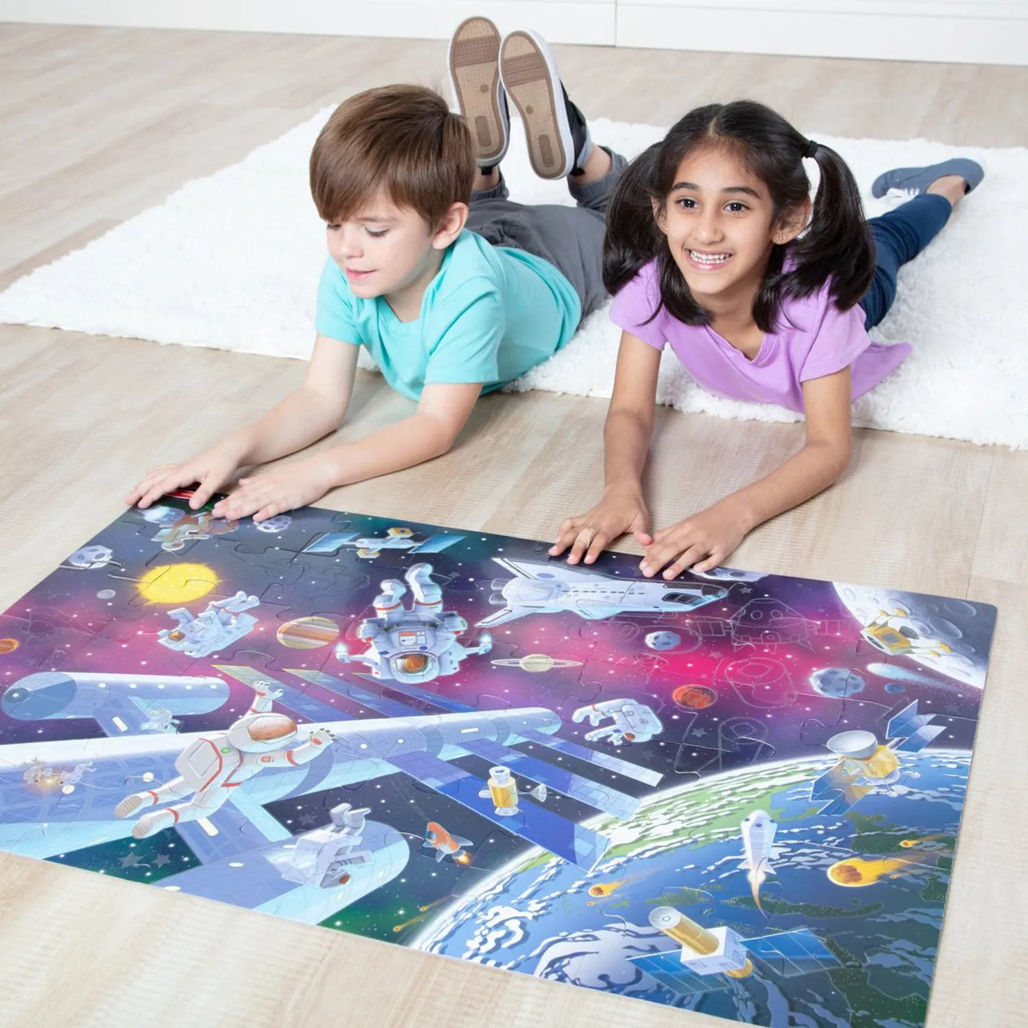 Melissa & Doug Outer Space glow in the dark vloerpuzzel 48 stukjes