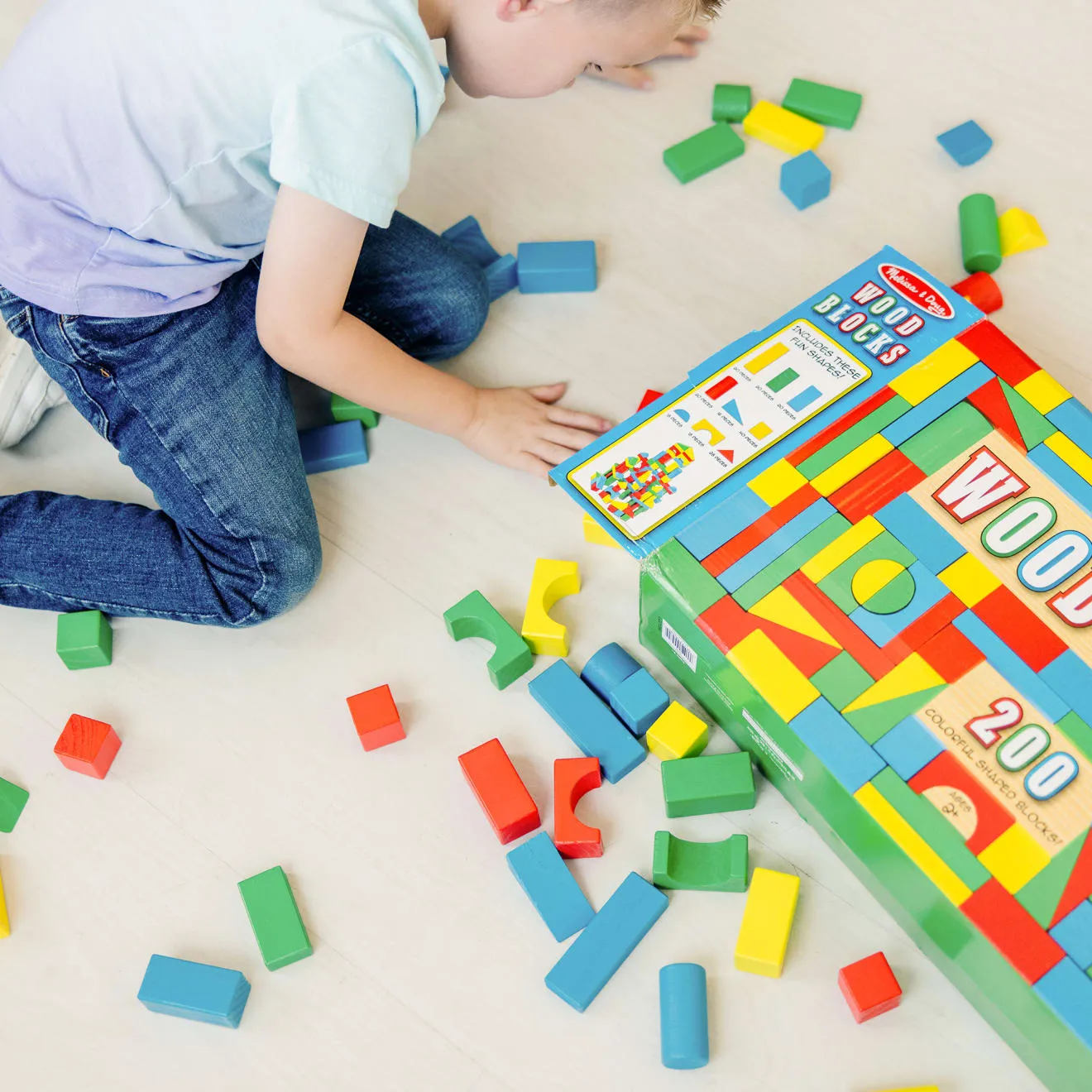 Melissa & Doug houten bouwblokken 200 stuks 4 kleuren
