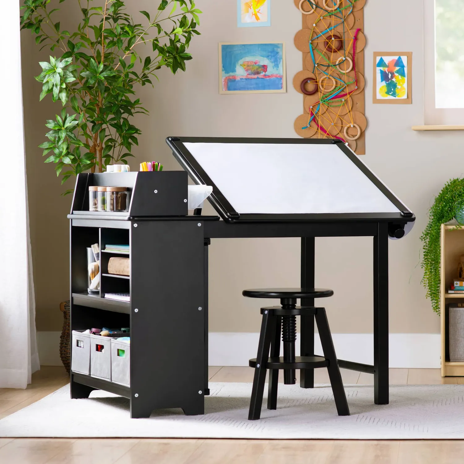 Guidecraft Design Studio 3-in-1 houten tekentafel met kruk