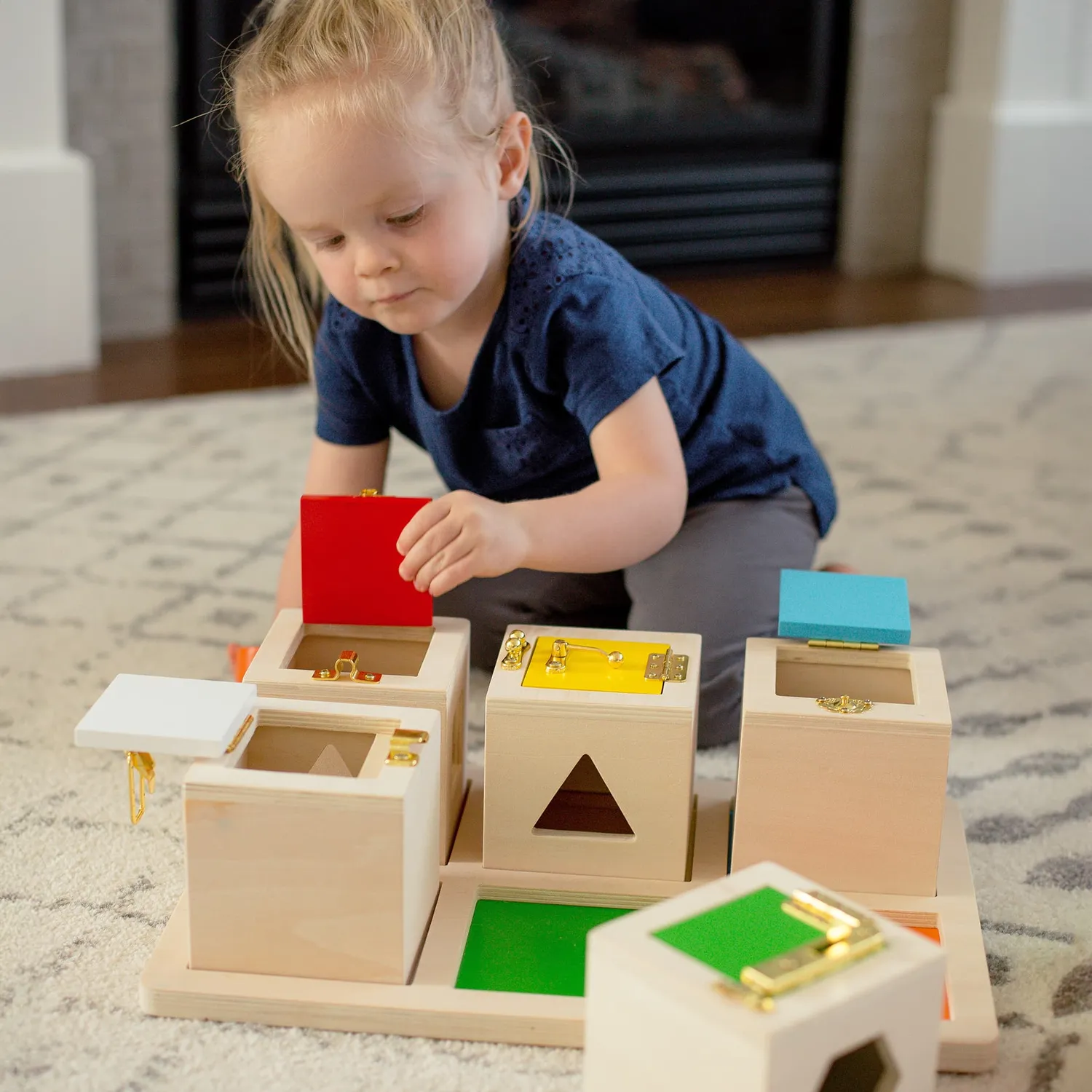 Guidecraft Peekaboo Lock Boxes Set of 6 vormenspeelgoed slotjes
