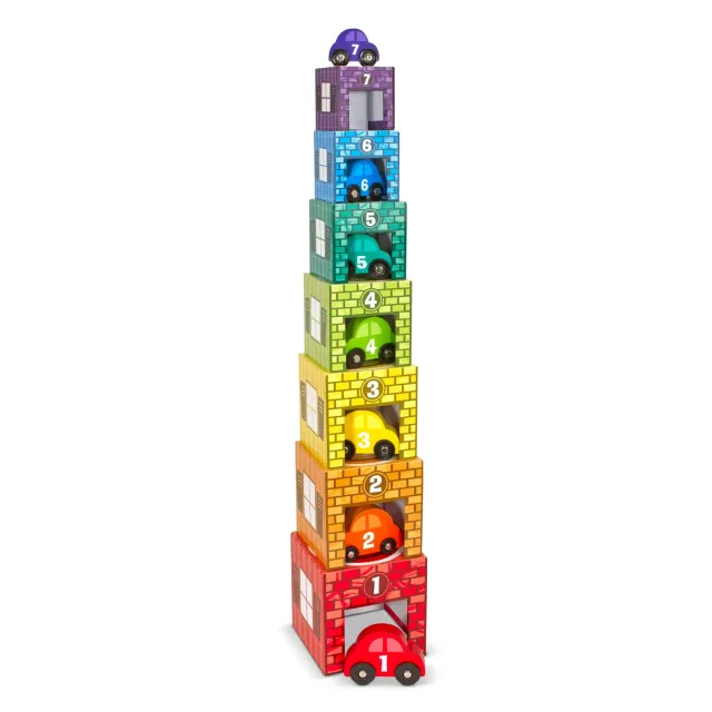 Melissa & Doug Nesting Sorting garages auto's 14-delig hout