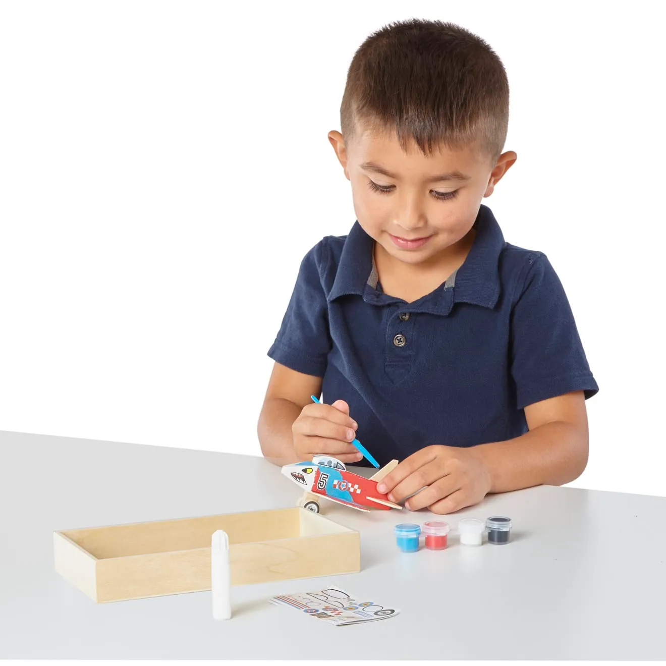 Melissa & Doug houten vliegtuig knutselset met verf