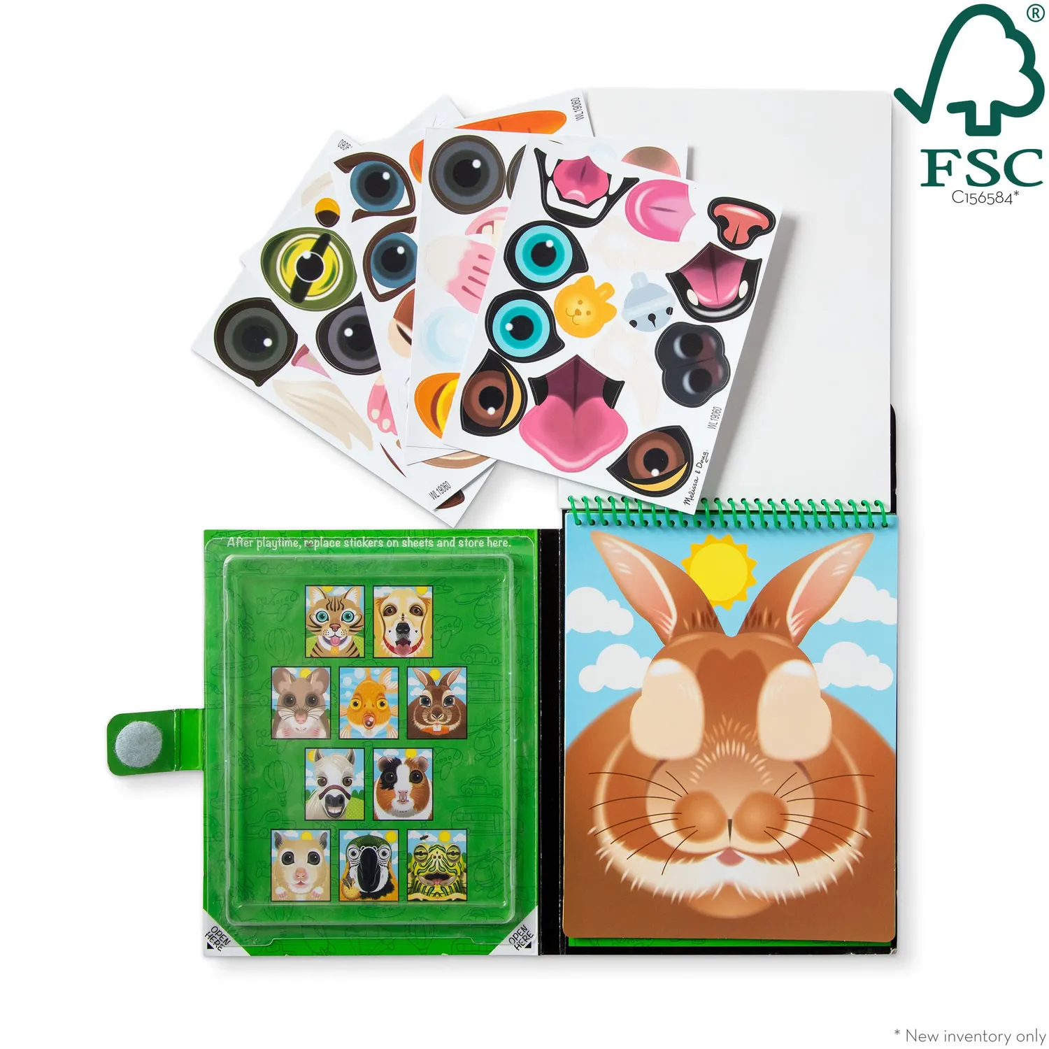 Melissa & Doug Make-a-Face Pets stickerboek herbruikbaar 65 stuks