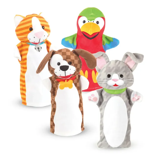 Melissa & Doug Playful Pets handpoppen set 4 stuks