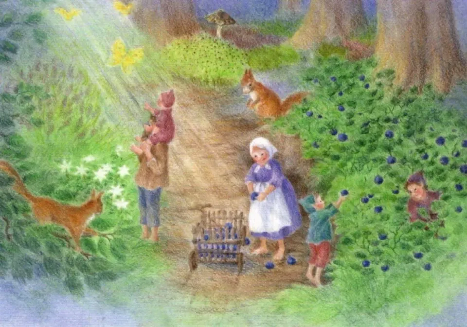 Ginger Fairy Monika Speck Zwergenfamilie im Wald kaart 10x15