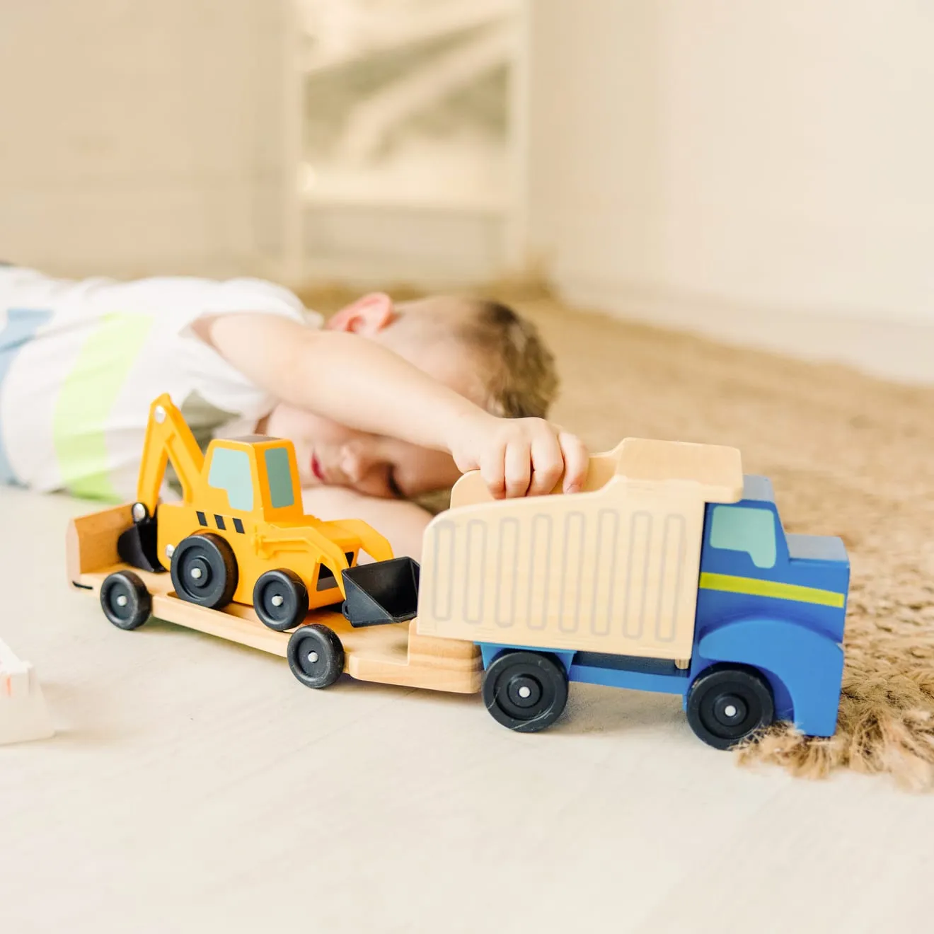 Melissa & Doug Classic Toy Dump Truck & Loader houten voertuigen 8-delig