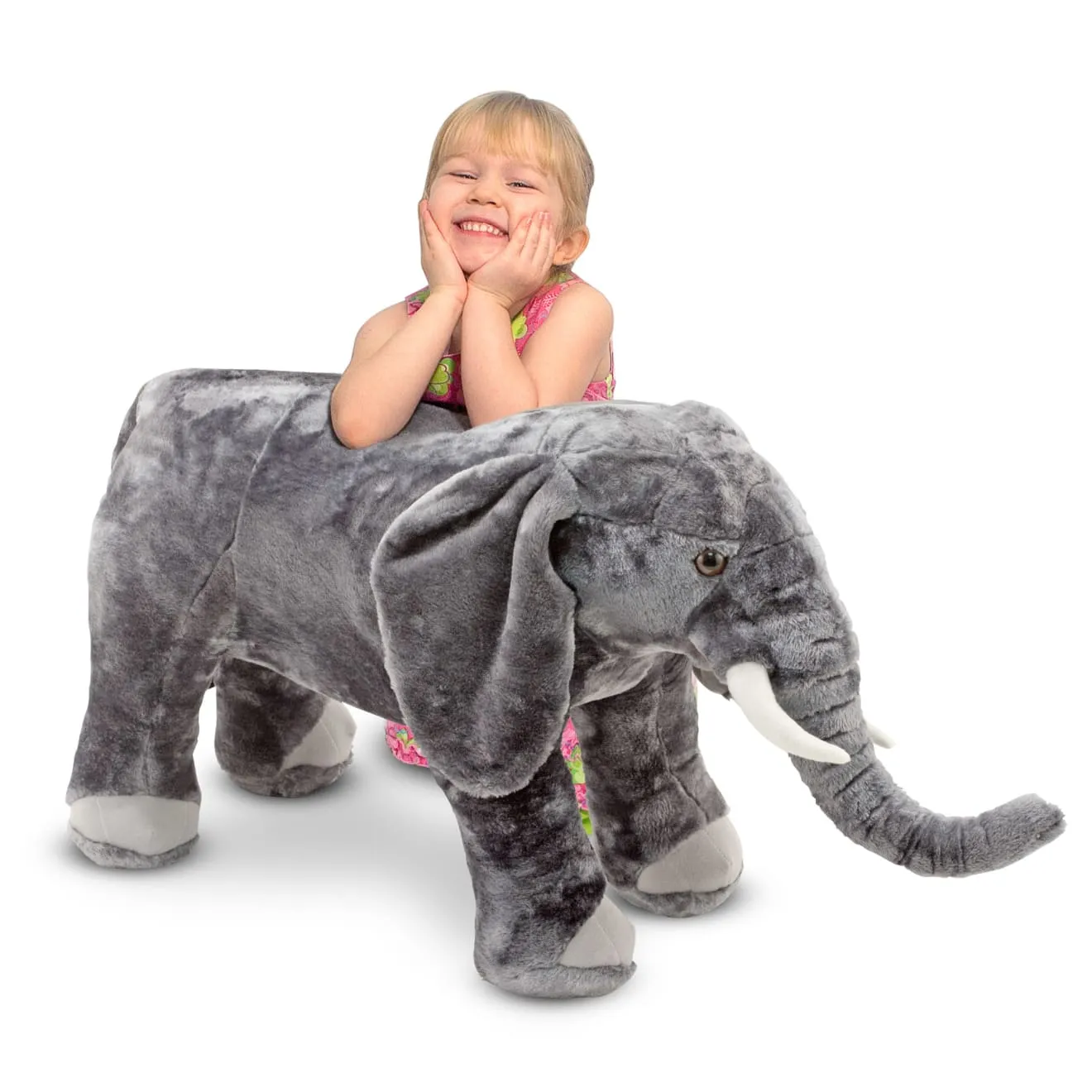 Melissa & Doug Olifant knuffel groot grijs XXL