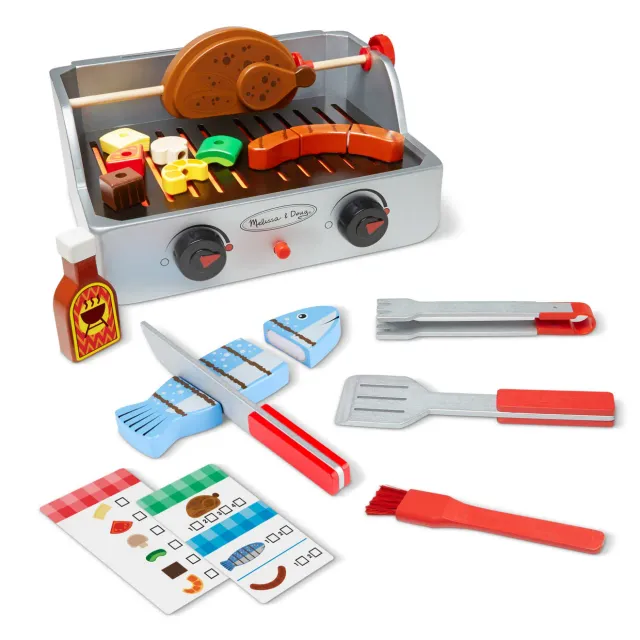 Melissa & Doug Rotisserie & Grill barbecue speelgoed hout 24-delig