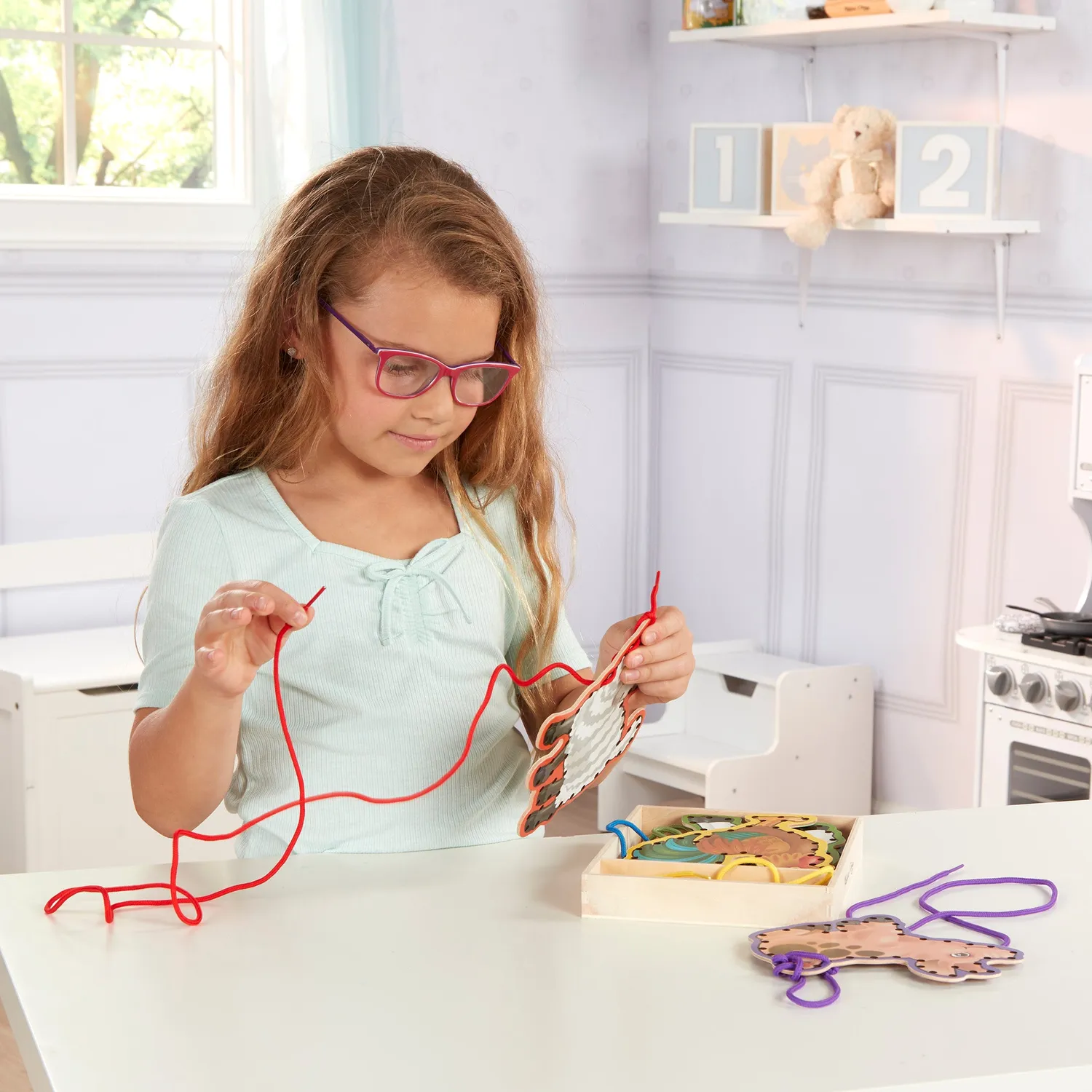 Melissa & Doug Lace & Trace Farm rijgspel hout 5-delig