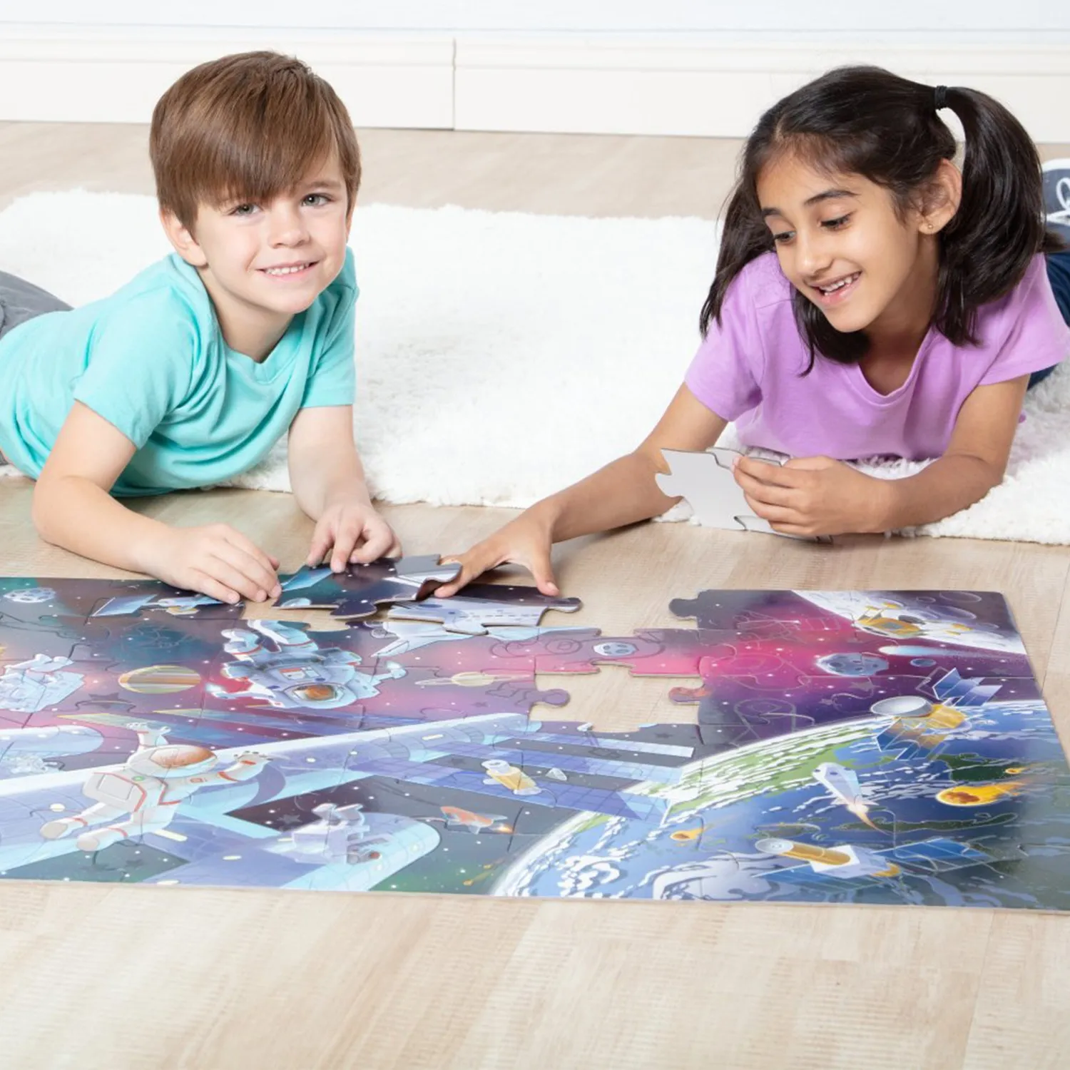 Melissa & Doug Outer Space glow in the dark vloerpuzzel 48 stukjes
