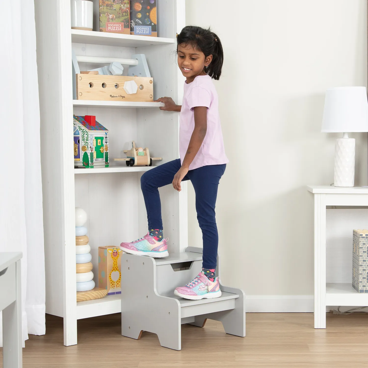Melissa & Doug Opstapje Hout Grijs 2 Treden