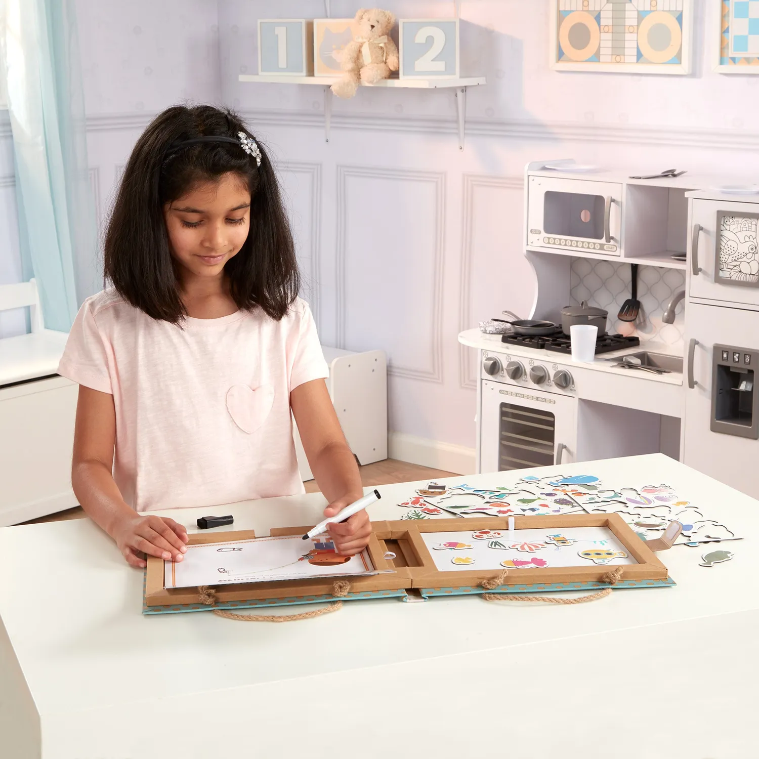 Melissa & Doug Natural Play Ocean Tekenkoffer Herbruikbaar Oceaan