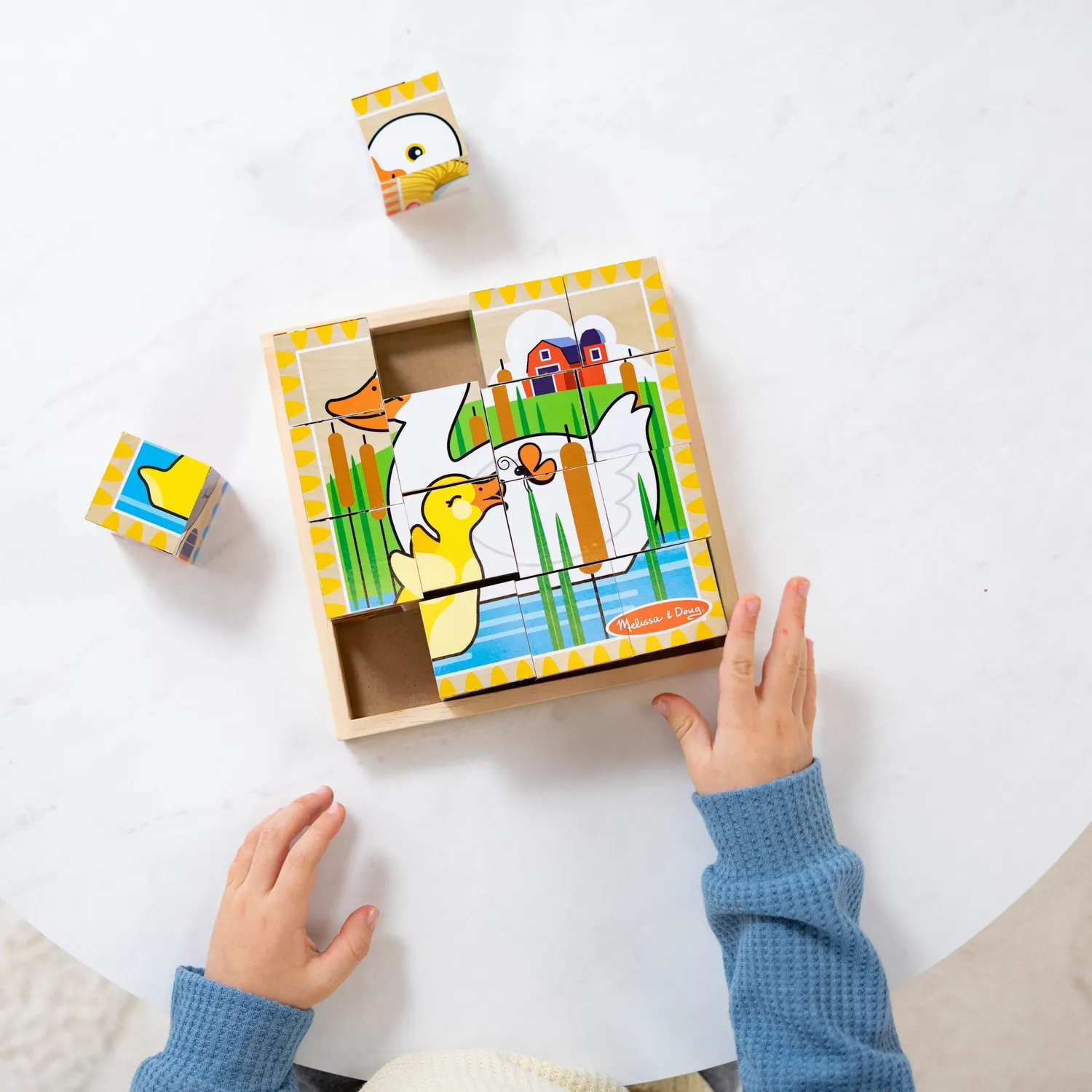 Melissa & Doug Farm Cube houten blokpuzzel 16 stukjes