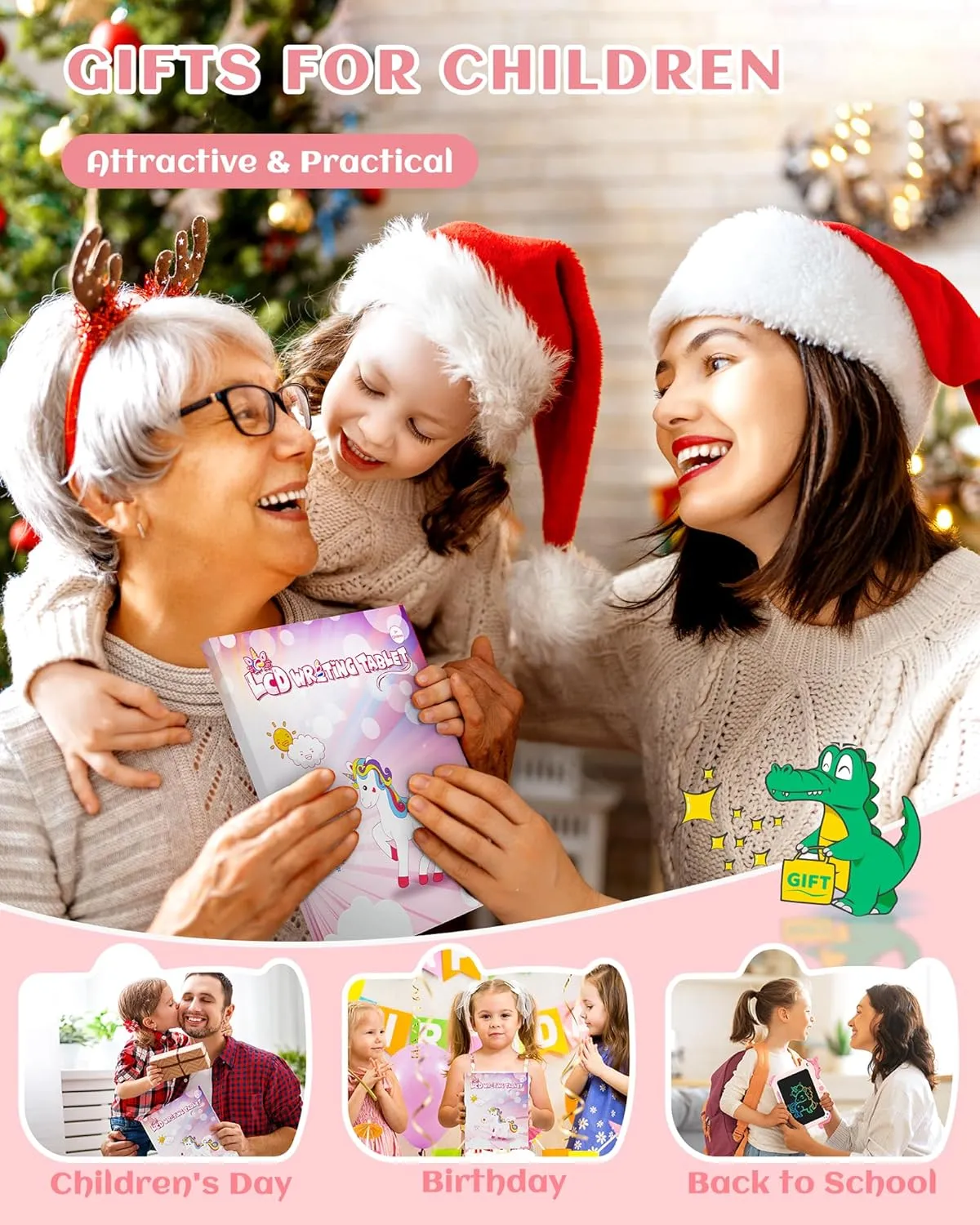 KOKODI Unicorn LCD tekentablet 8.5 inch roze eenhoorn