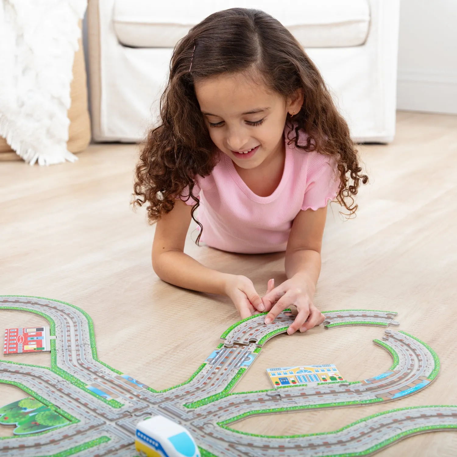 Melissa & Doug Trein vloerpuzzel 48 stuks met 2 treintjes spoor