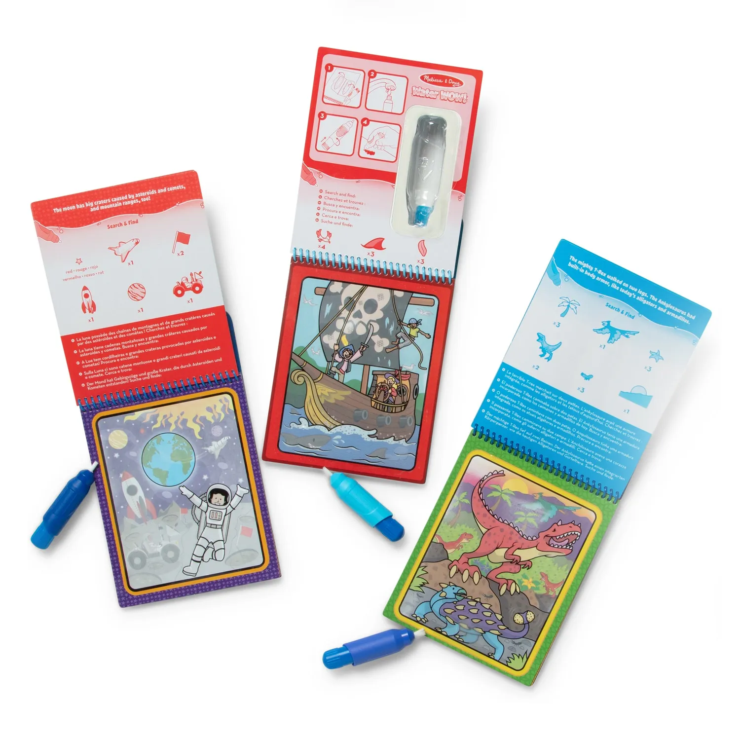 Melissa & Doug Water WOW kleurboek 3-pack dino ruimte avontuur