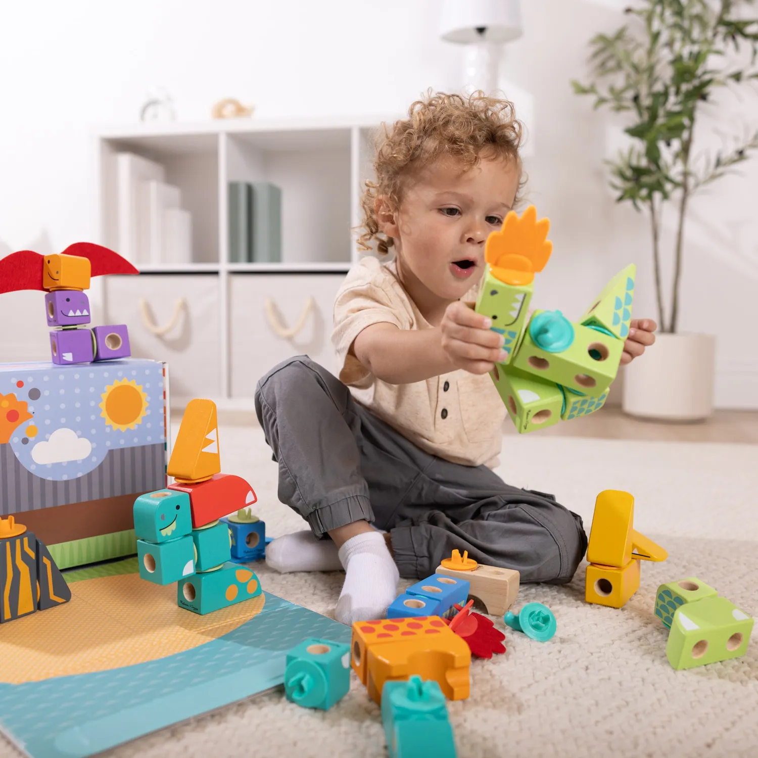 Melissa & Doug Blockables Dinosaur bouwset hout dino
