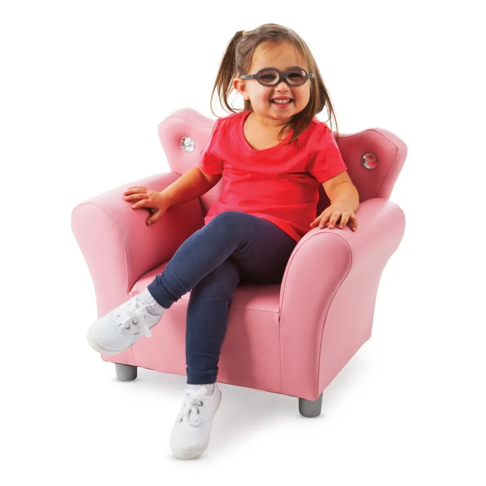 Melissa & Doug Crown kinderfauteuil roze kunstleer kroon