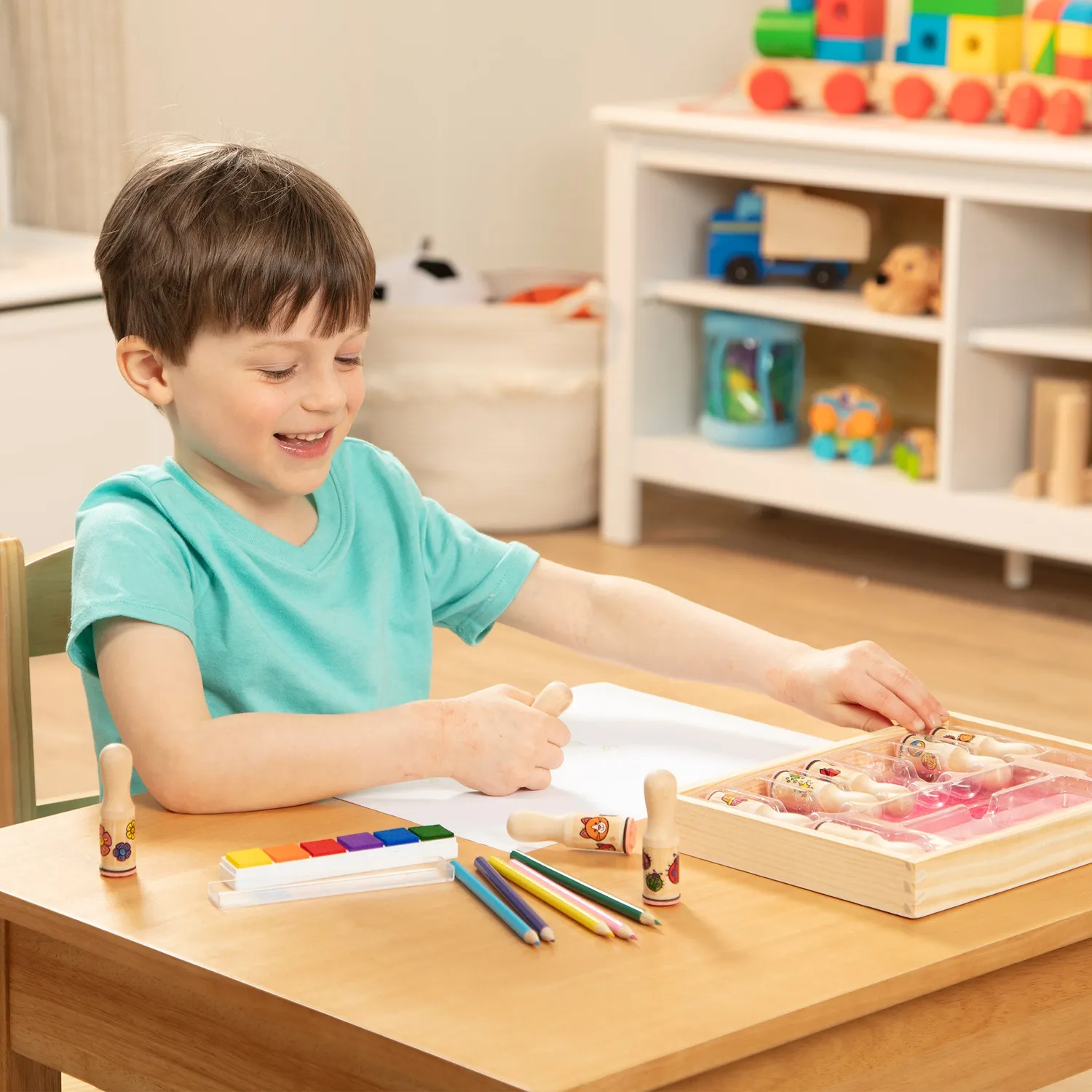 Melissa & Doug Happy Handle Deluxe stempelset 10-delig uitwasbaar