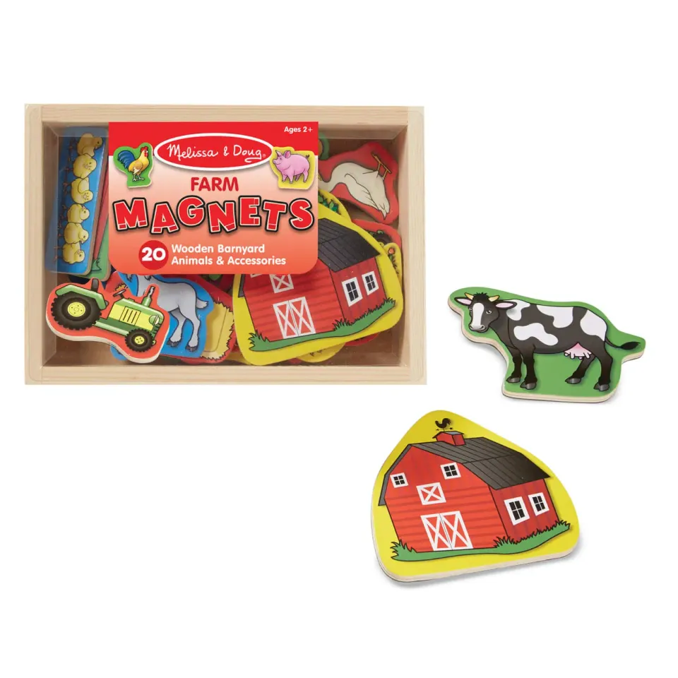 Melissa & Doug Wooden Farm Magnets magneetset 20 stuks
