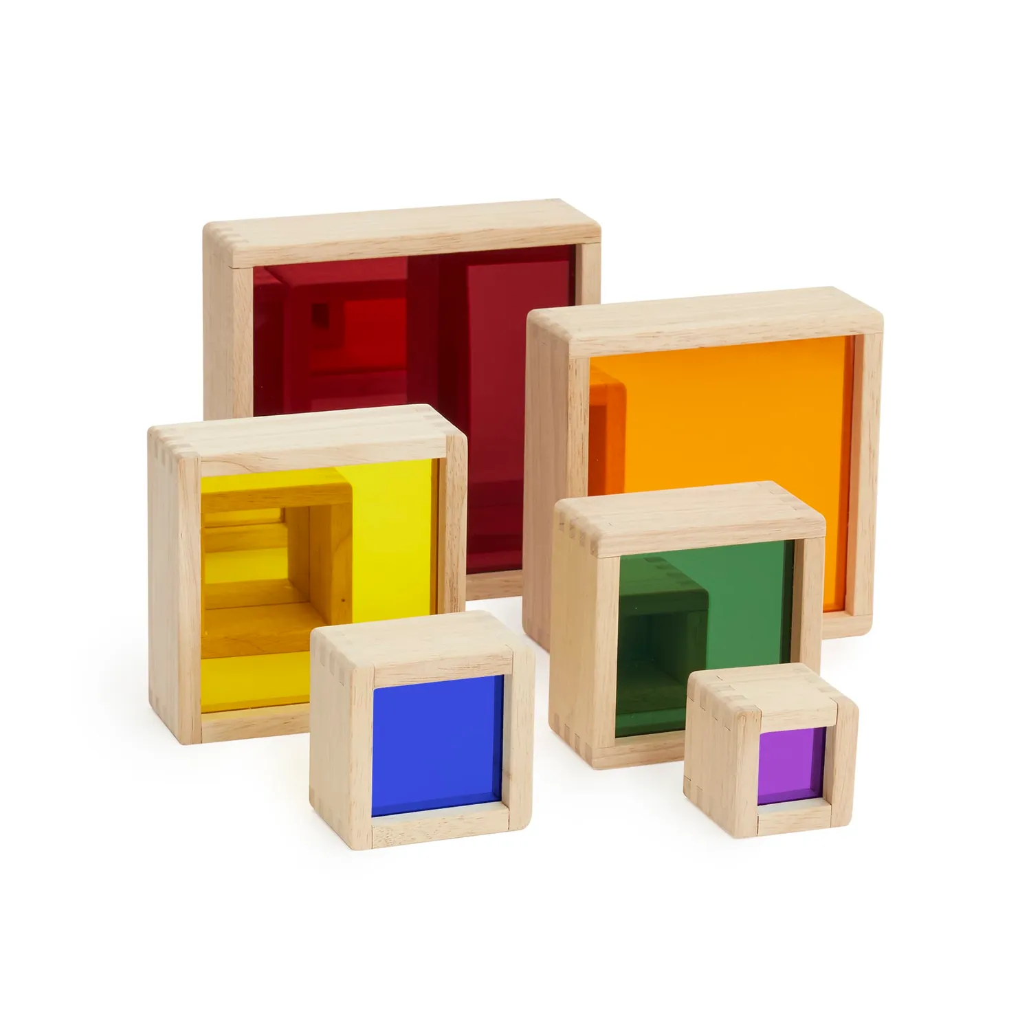 Guidecraft Nesting Pyramid Mirror Set spiegelblokken stapelpiramide