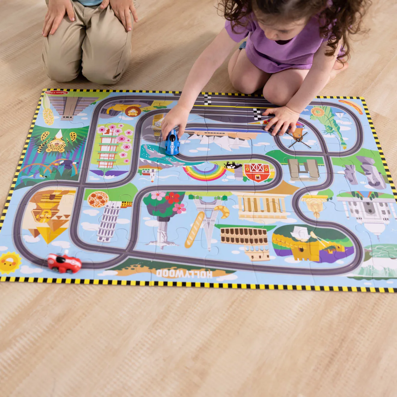 Melissa & Doug Race Around the World vloerpuzzel 48 stukjes