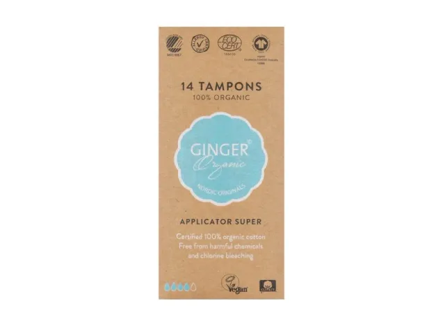 Ginger Organic Super tampons applicator 14 stuks katoen