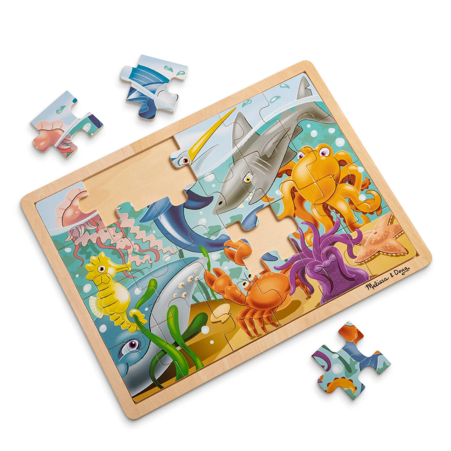 Melissa & Doug Under the Sea houten puzzel 24 stukjes oceaan