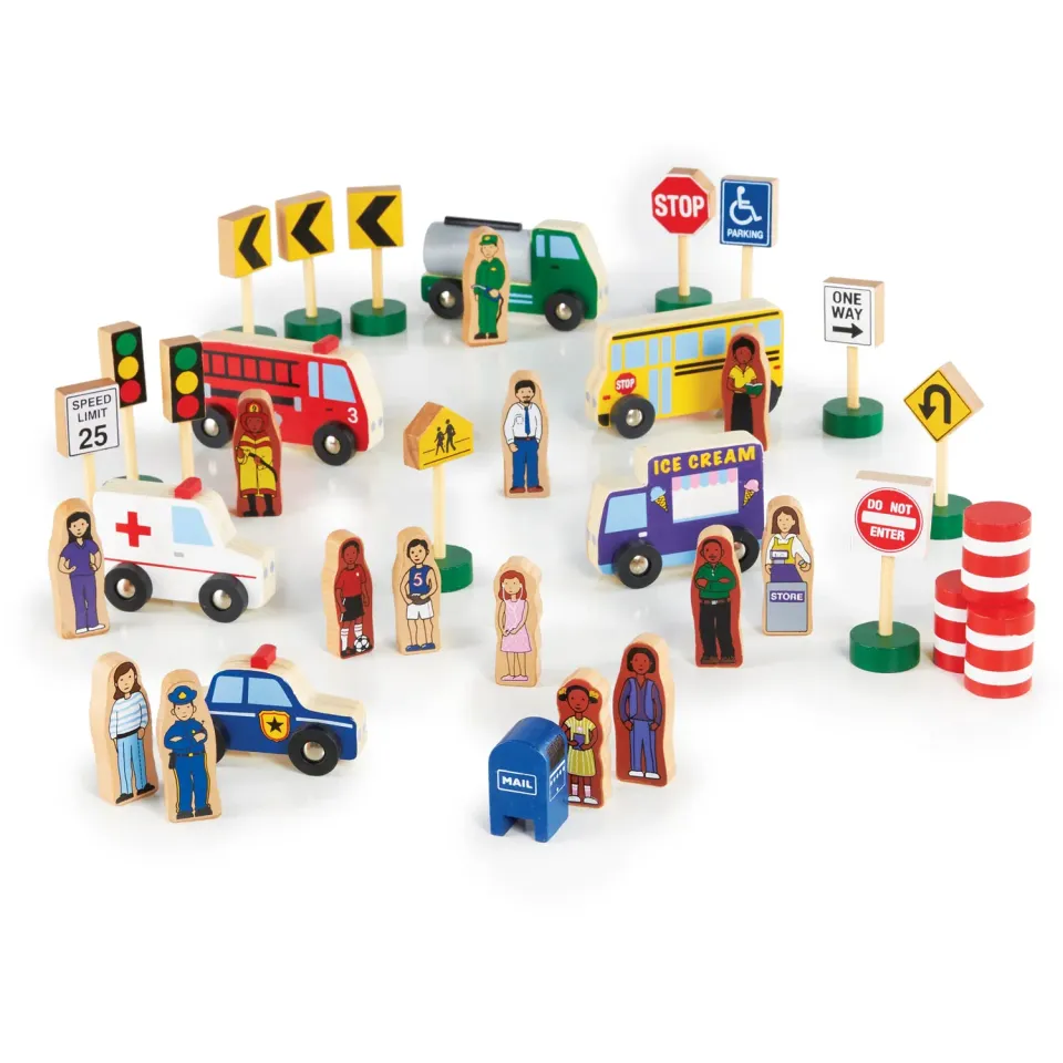 Guidecraft Community and Roadway Essentials houten speelset 36 delig