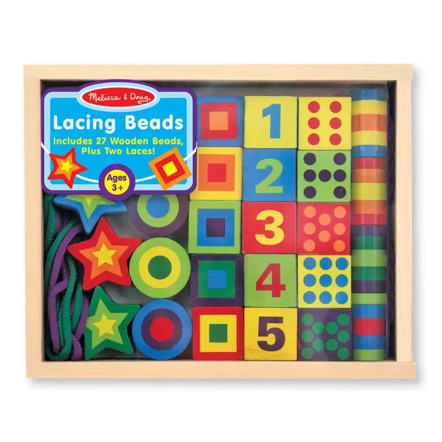 Melissa & Doug Lacing Beads rijgkralen 27-delig houten