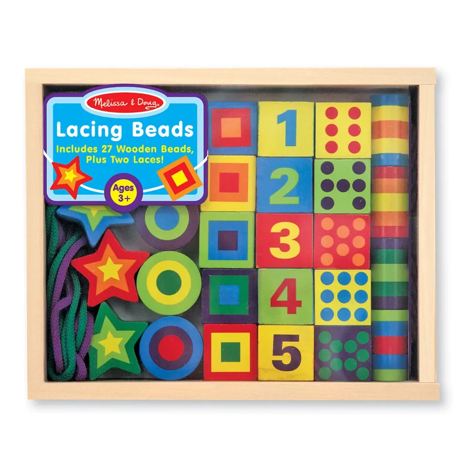 Melissa & Doug Lacing Beads rijgkralen 27-delig houten
