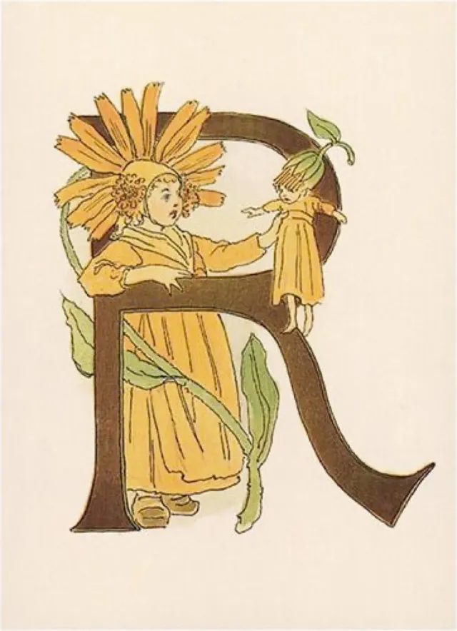 Ginger Fairy Ottilia Adelborg R Bloemenalfabet Kaart Letter