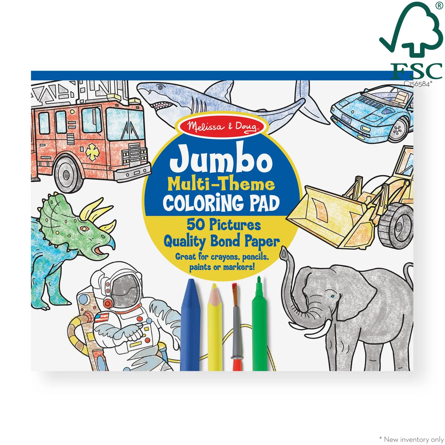 Melissa & Doug Kleurblok 3-pack dieren voertuigen groot