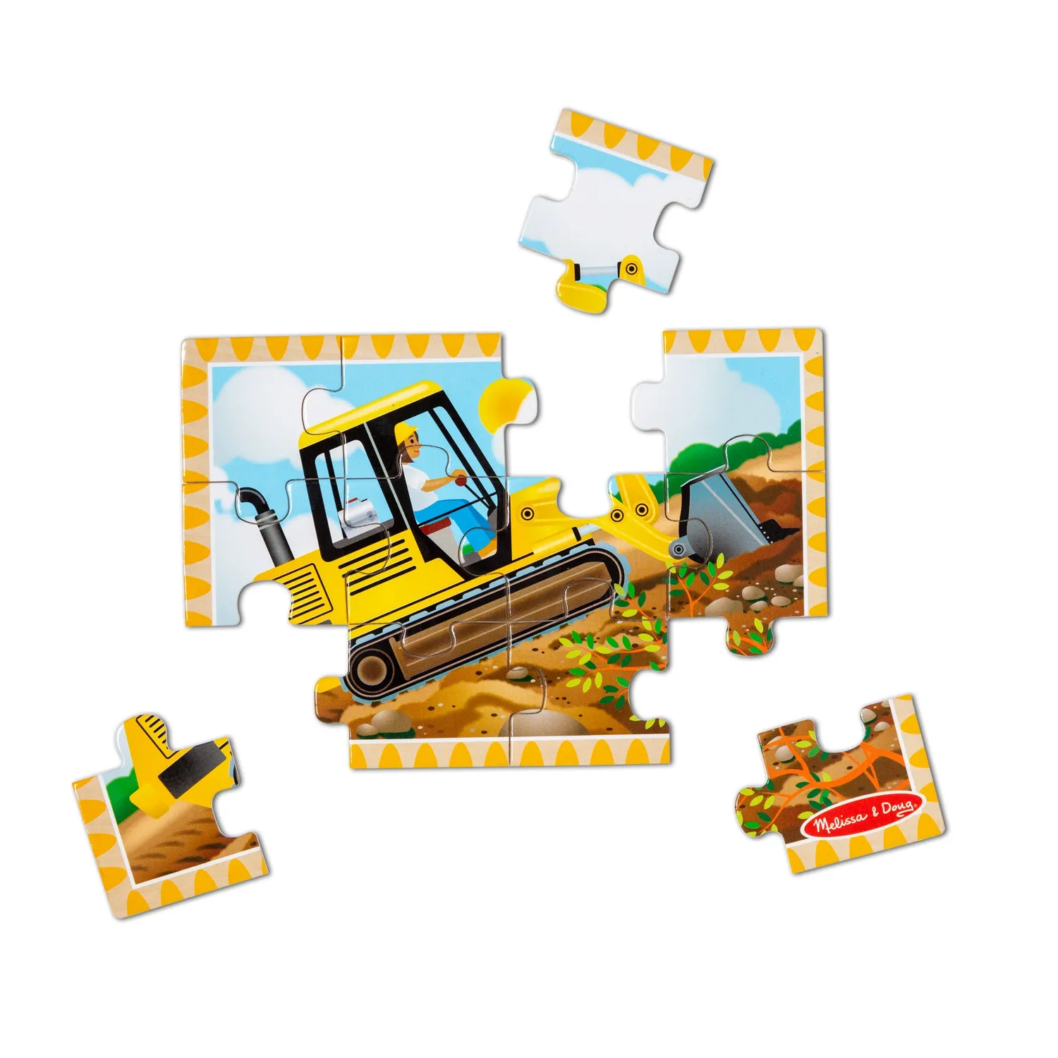 Melissa & Doug Construction houten puzzel 4x12 stukjes voertuigen